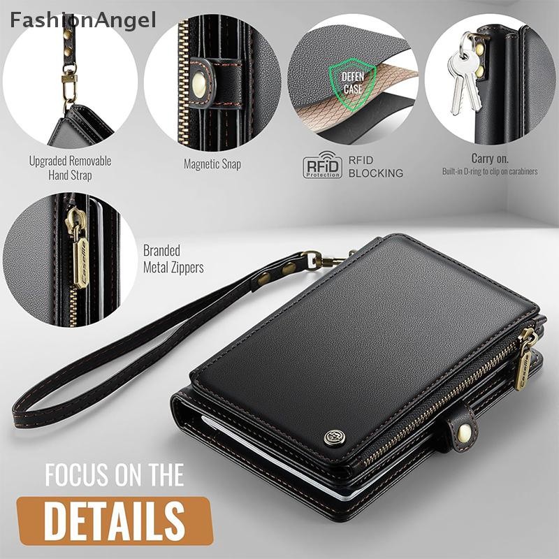 Túi đựng ví đựng hộ chiếu FashionAngel có 11 khe cắm thẻ và hộp đựng hộ chiếu Solt Cash Solt Túi dây kéo, dây đeo cổ tay chặn RFID VN