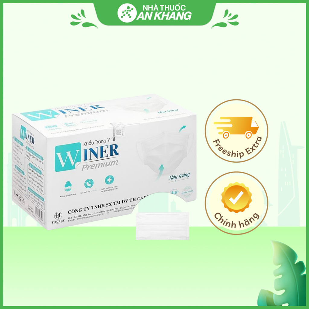Khẩu trang y tế Winer 4 lớp màu trắng hộp 50 cái