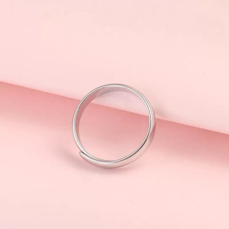 Tối giản S925 Bạc Trơn Nhẫn Tất Cả Trận Đấu Mở Đầu Có Thể Điều Chỉnh Nam Nữ Nhẫn