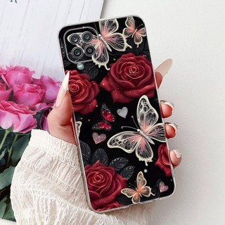 Dành Cho Samsung Galaxy A12 M12 Vỏ Điện Thoại Mèo Hoa Thanh Lịch Samsung M12 A12 A125F Vỏ TPU Silicon Mềm