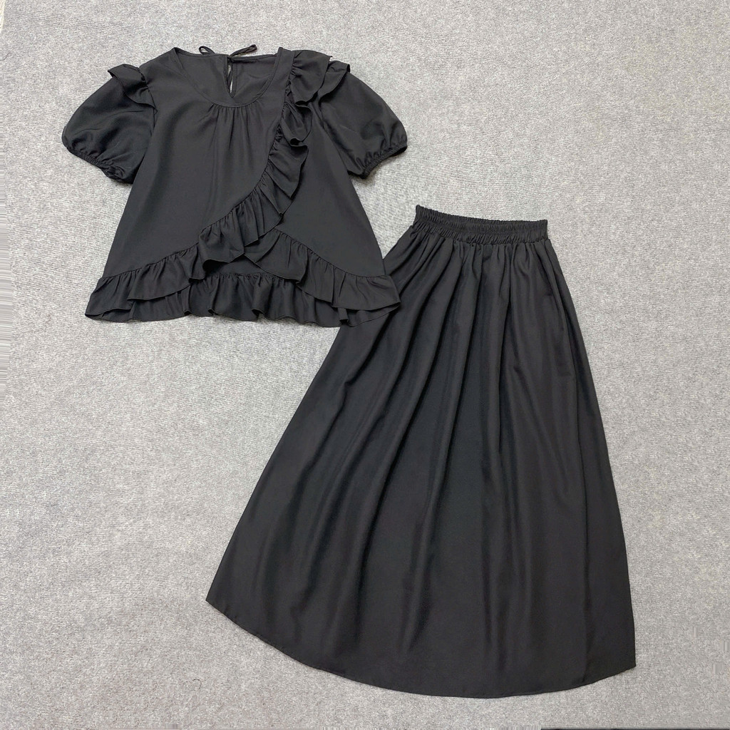 Set Áo Váy Bigsize 60-95kg Áo Babydoll Vạt Chéo Phối Chân Váy Dài Nàng Thơ Cho Nữ CÓ LẺ ÁO VÁY SM277- CV15