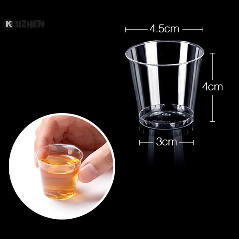 KUZHEN 50 Chiếc Mini Trong Suốt Nhựa Dùng Một Lần Đảng Bắn Kính Thạch Cốc Tumblers Sinh Nhật Phụ Kiện Nhà Bếp Gobelet Plastique HOT
