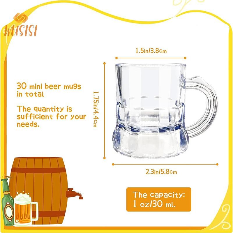 [WUSISI] 5 / 10 Chiếc 30ml Cốc Bia Tay Cầm Nhỏ Rượu Whisky Nhựa Cho Tiệc Cốc Thủy Tinh Barware Nhà Bếp Thanh Ăn Trang Trí Sân Vườn MỚI