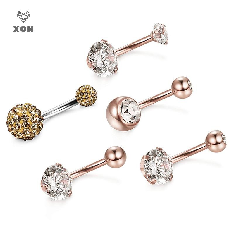 XON Set 5 Khuyên Rốn Bằng Thép Không Gỉ Cá Tính Thời Trang