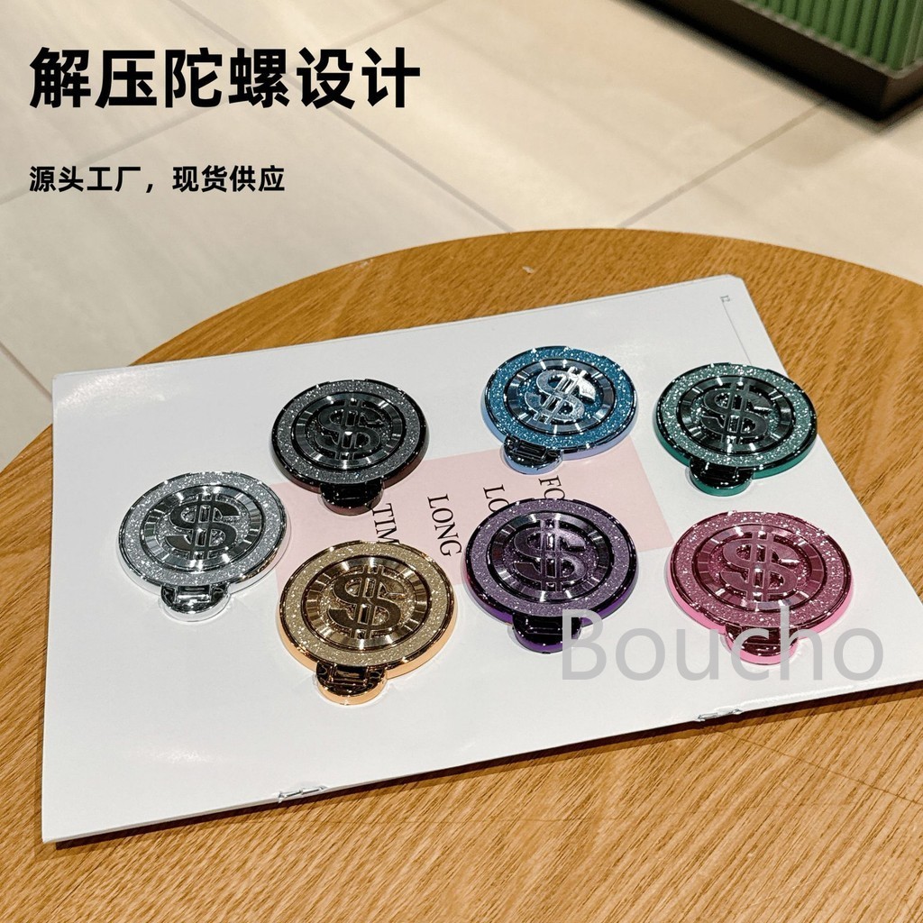 Mới Xoay Con Quay Hồi Chuyển Tiền Logo Đế Điện Thoại Flash Kim Cương Cao Su Khóa Sáng Tạo Cố Định Điện Thoại Vòng Khóa Để Bàn Đứng