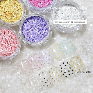 Trang trí móng tay ngôi sao năm cánh sequin mini không đều, trang trí móng tay, dụng cụ làm móng cho tiệm nail