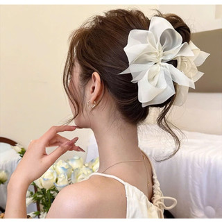 Meowu Kẹp Tóc Nơ To Voan Lưới Phong cách Nhẹ nhàng Tiểu Thư