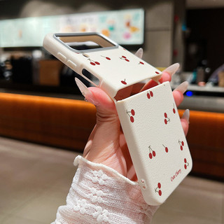 Ốp Họa Tiết Anh Đào Cho Samsung Galaxy Z Flip7 Flip6 Flip5 Flip4 Flip3 Flip 7 6 5 4 3 5G Họa Tiết Da Mềm TPU Gấp Điện Thoại
