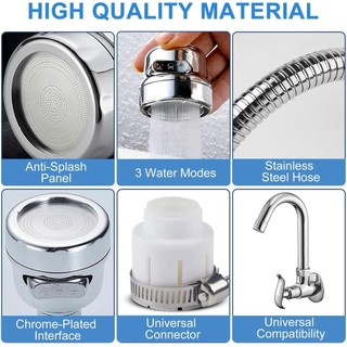 Phụ kiện máy phun vòi bếp Wodgreat Bộ mở rộng vòi di động với 4 chế độ phun 360 Đầu vòi chậu rửa có thể xoay được vòi hoa sen chống văng và vòi tiết kiệm nước thép không gỉ phù hợp dùng cho gia đình căn hộ văn phòng và không gian nhỏ