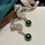 Bông tai ngọc trai rồng vàng Zircon sang trọng phong cách mới đẹp mắt