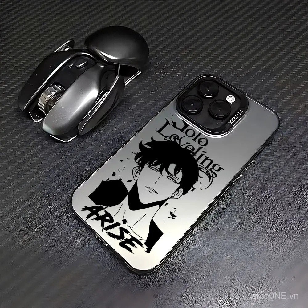 Ốp lưng Anime Solo Leveling cho iPhone 16E 16 15 11 14 13 12 Pro Max Plus, vỏ điện thoại cứng chống sốc, laser IMD