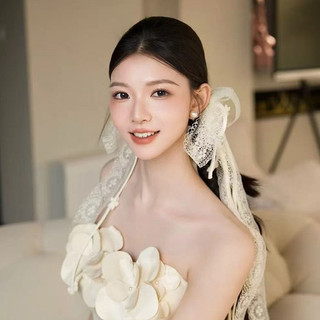 Mới Ngọt Ngào Tuổi Giảm Cô Dâu Phụ Kiện Tóc Siêu Cổ Tích Ren Nơ Phong Cách Tua Rua Kẹp Tóc Dây Đeo