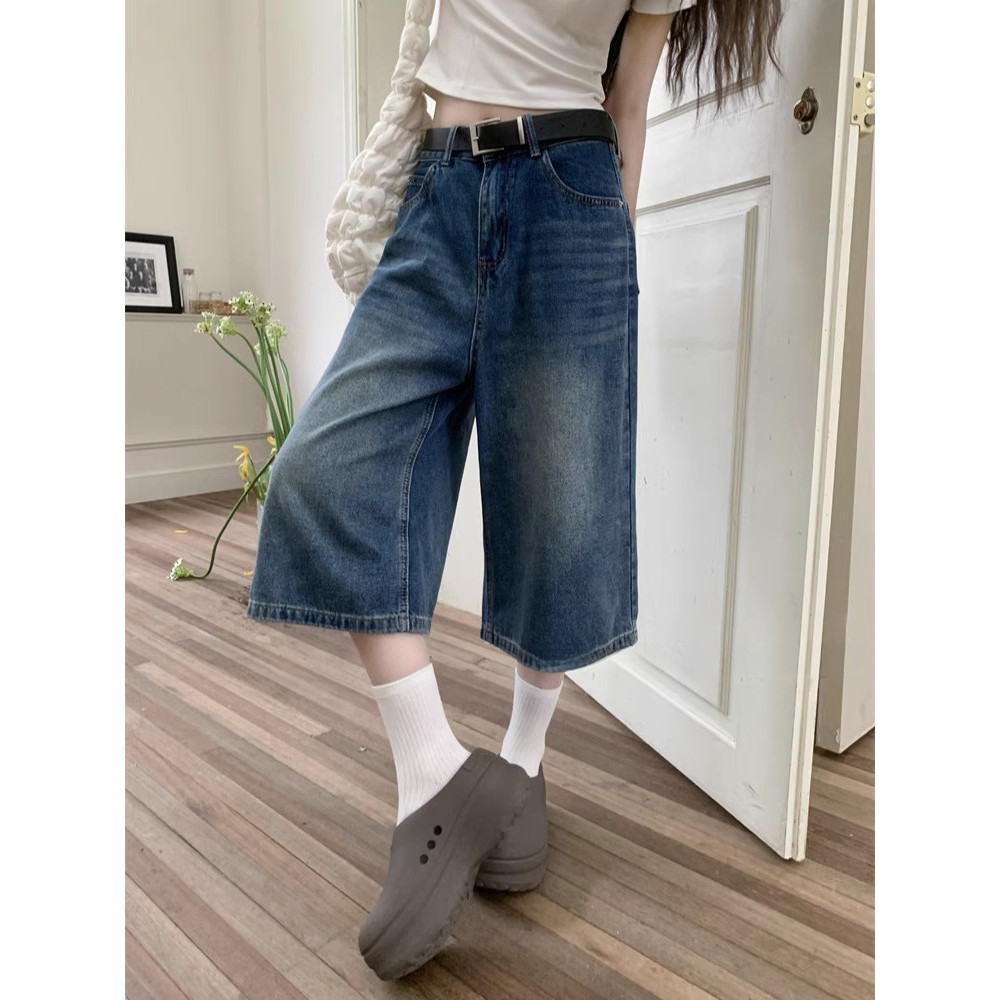 SUXI Quần jean cổ điển bảy điểm kiểu Mỹ mới mùa hè dành cho nữ 250516