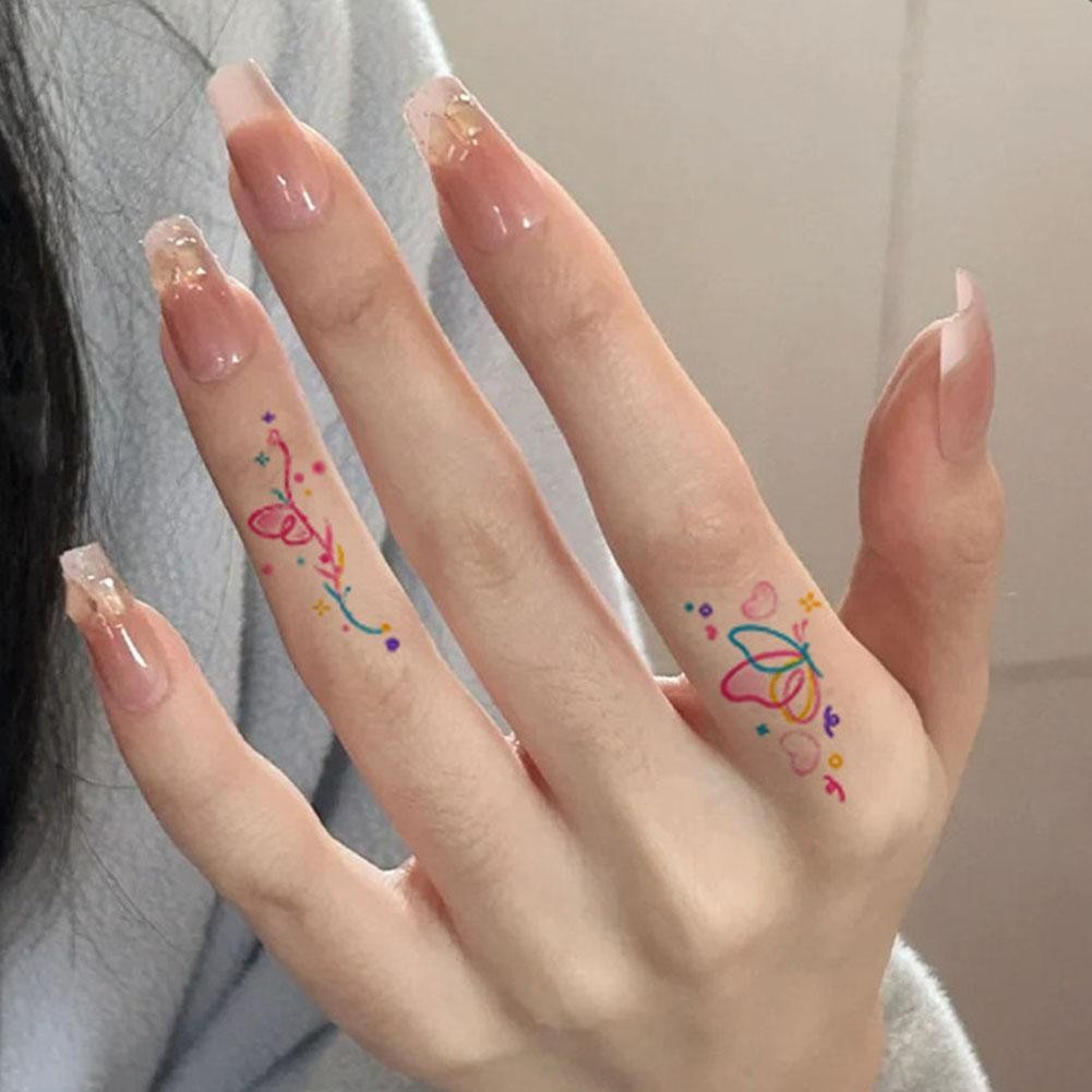 Hoa Văn Nhỏ Đơn Giản Bướm Hoa Màu Hình Xăm Hình Xăm Chống Thấm Nước Dán Bé Gái Lưng Q3p5