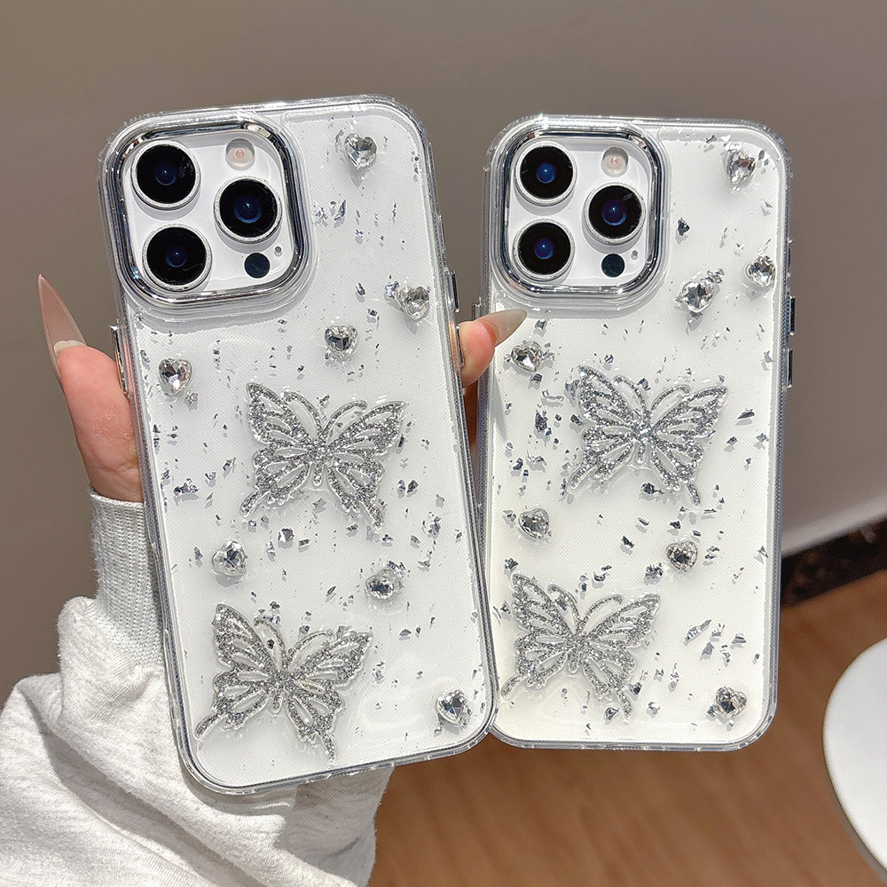 Ốp Điện Thoại Sóng Nhựa Bướm Cho iPhone 16ProMax 16Plus 15 14 13 12 11 Vỏ Bảo Vệ Chống Sốc