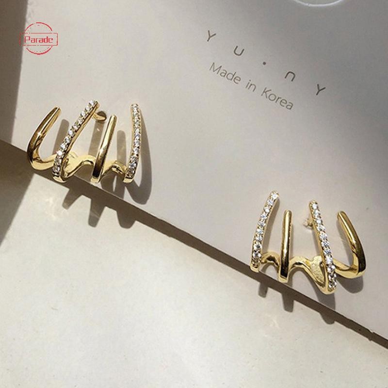 Parade Kim Cương Giả Hàng Bông Tai Nữ Đơn Giản Hàn Quốc Sáng Bóng Bông Tai Đảng VN