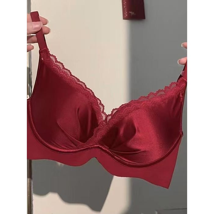 Phong Cách Mới Satin Gợi Cảm Quần Lót Nữ Vú Nhỏ Tập Hợp Lên Hỗ Trợ Hàng Đầu Có Thể Điều Chỉnh Mềm Mại Hỗ Trợ Bóng Kích Thước Lớn Liền Mạch Áo Ngực