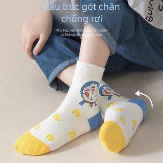 Set Tất Trẻ Em Doraemon Dễ Thương - Tất Cổ Trung Chất Cotton Mùa Xuân Thu Cho Bé