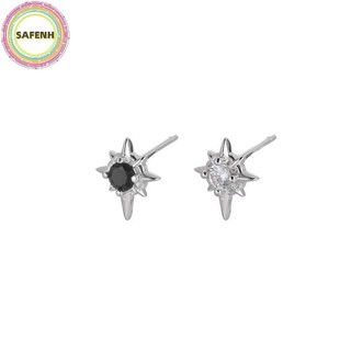 Safenh 1 Cặp Hợp Thời Trang Đen Zircon Ngôi Sao Bông Tai Dành Cho Nam Nữ Cặp Đôi Trắng Cá Tính Hip-hop Bông Tai Dự Tiệc Phụ Kiện Trang Sức VN