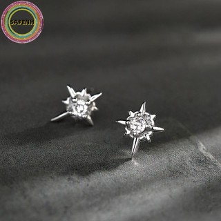 Safenh 1 Cặp Hợp Thời Trang Đen Zircon Ngôi Sao Bông Tai Dành Cho Nam Nữ Cặp Đôi Trắng Cá Tính Hip-hop Bông Tai Dự Tiệc Phụ Kiện Trang Sức VN