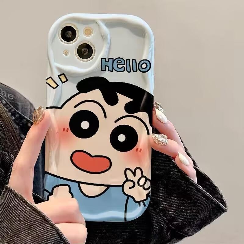Vỏ Cho Samsung Galaxy A15 A55 A54 A35 A14 A23 A24 A34 A52 A53 A32 A13 A22 A25 A04 A04E A52S Ốp Lưng Ngộ nghĩnh Crayons Shin-chans Kem Dễ Thương Vồng Cạnh Camera Bảo Vệ