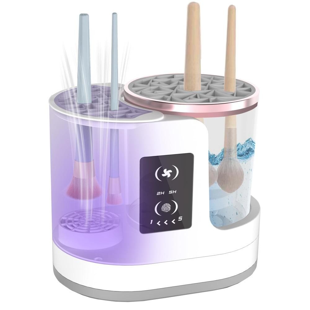 Máy làm sạch và sấy cọ trang điểm điện cầm tay SAIA 3 trong 1, sạc USB, tự động làm sạch và sấy, kèm giá đỡ giữ cọ