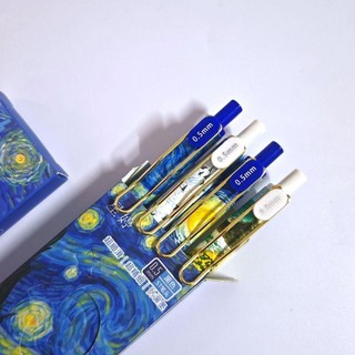 GILDEDHOMIN 4 Cái / hộp Bút Gel, Bút khô nhanh mực đen 0,5mm ST, Tranh sơn dầu Van Gogh Văn phòng phẩm Bút bi lăn thi