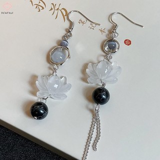 [Pcwkkef] 1 Đôi Bông Tai Sen Tinh Tế Độc Đáo Hoa Hồng Thanh Lịch Bất Đối Xứng Thả Bông Tai Nữ VintageJewelry Phụ Kiện Mới