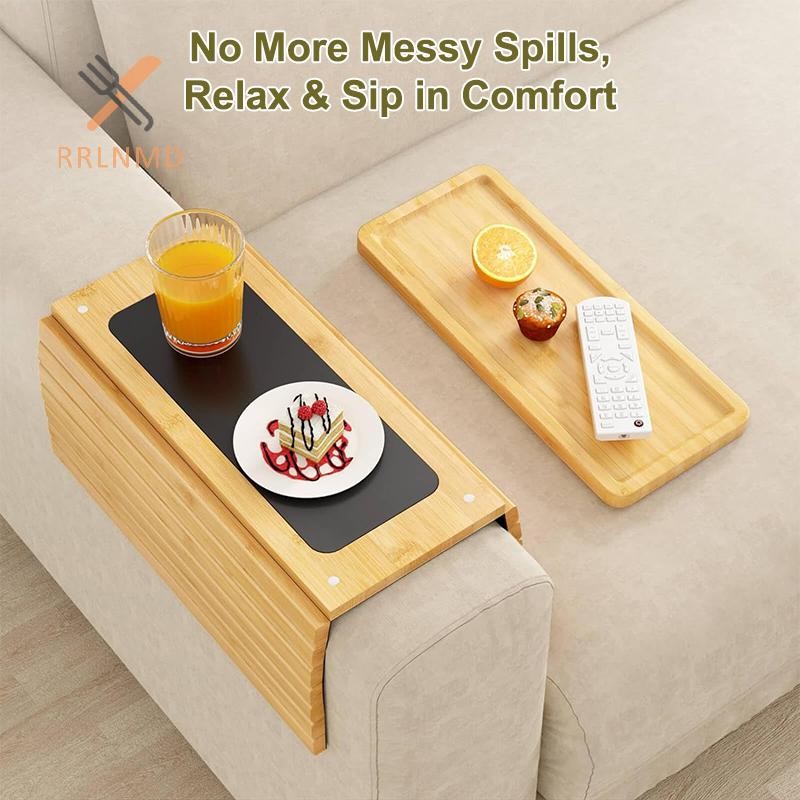 Rrlnmd Ghế Đựng Cốc Tự Nhiên Chống Trơn Trượt Sofa Tre Tay Khay Có Thể Gập Lại al Sofa Cốc Cho Cốc Điều Khiển Từ Xa MỚI