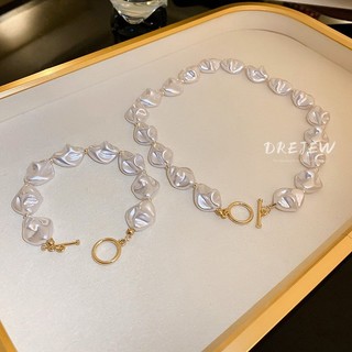 Drejew Hàn Quốc Dongdaemun ngọc trai không đều khóa chữ T vòng tay thiết kế cảm giác khí chất Vòng cổ xương đòn thời trang dành cho nữ