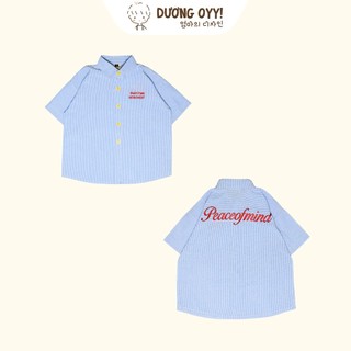 Áo sơ mi kẻ cotton bé trai thêu chữ PARTTIME INTROVERT size 12-38KG style Hàn Quốc  | Dương Oyy 011224195