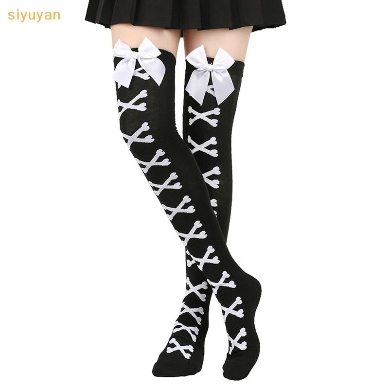 Siyuyan 1 Cặp Bé Gái Đen Ngọt Ngào Dễ Thương Hồng Y2K Bông Tai Kẹp Gothic Đùi Vớ Cao Cấp Mới Hot Girl Xương Nơ Tất Dạo Phố VN