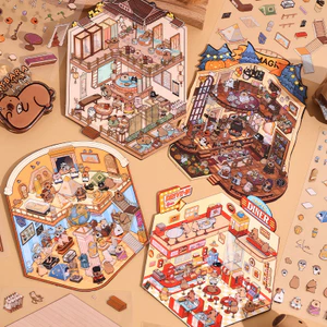 Enwei 3 Cái [3D Fantasy World Series] Nhãn dán nhật ký dễ thương Nhãn dán chống nước Giấy Scrapbooking Chất liệu Sổ lưu niệm Bộ