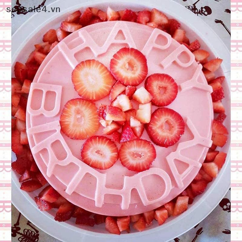 # Mới # Happy Birthday Chảo nướng tròn Mousse Khuôn silicon Khay nướng bánh DIY.