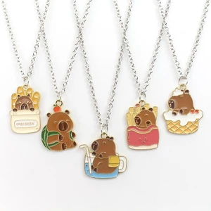 Hoạt Hình Dễ Thương Capybara Vòng Cổ Ins Ngộ nghĩnh Vòng Cổ Hợp Kim Nhỏ Giọt Dầu Vòng Cổ Cho Nữ Cô Gái Quà Tặng Phụ Kiện Trang Sức
