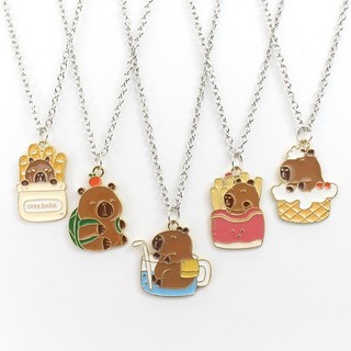 Hoạt Hình Dễ Thương Capybara Vòng Cổ Ins Ngộ nghĩnh Vòng Cổ Hợp Kim Nhỏ Giọt Dầu Vòng Cổ Cho Nữ Cô Gái Quà Tặng Phụ Kiện Trang Sức