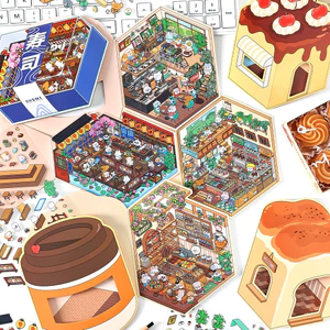 Enwei 3 Cái [Dòng cửa hàng nhỏ] Nhãn dán nhật ký 3D dễ thương Nhãn dán chống nước Giấy Scrapbooking Chất liệu Sổ lưu niệm Bộ