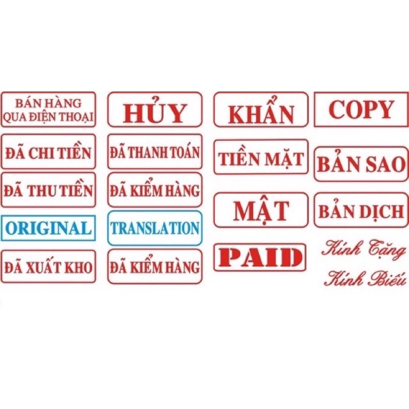 [ BEST SELLER ] Khắc con dấu, đóng mộc S222 có nội dung ( Đã Thu Tiền, Đã Thanh Toán...) 14x38mm.