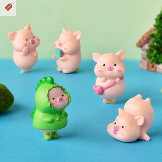 ALIK 7 Cái / bộ Hoạt Hình Lợn Động Vật Búp Bê Đồ trang trí Tượng Tượng Trang Trí Thu Nhỏ VN
