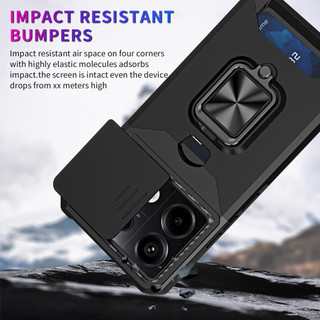 Dành Cho Redmi Note 13 Pro 5G Ốp Lưng Có Trượt Camera Bao Đựng Thẻ Vòng Chân Đế Chịu Lực Bảo Vệ Mỏng Bao Da