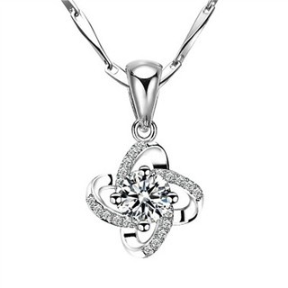 Vòng Cổ Kim Cương Mosan Bạc S925 Mặt Dây Chuyền Hoa May Mắn Màu Xanh Mosan Kim Cương Bạc Mặt Dây Chuyền Bốn Cánh Hoa S86