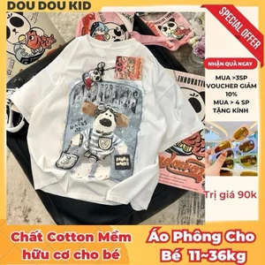 AP43 - Áo Phông Trẻ Em 11-36kg,GẤU PANDA Chất Cotton Hữu Cơ Mát Lịm Mặc Mùa Hè