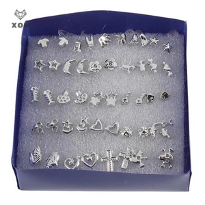 XON Set 24 đôi khuyên tai nhựa mạ bạc thời trang