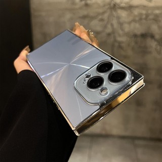 Ốp Điện Thoại Ống Kính Pha Lê Aurora Mạ Điện Vuông Sang Trọng Cho iPhone16 15 14 13 Pro Max Bảo Vệ Camera Chống Sốc Ốp Lưng Cứng Chống Rơi