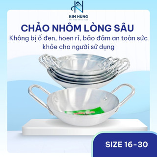 [Giá Xưởng] Chảo Nhôm Dày Có Quai – Sâu Lòng, Bền Đẹp, Nhiều Kích Cỡ Tùy Chọn (16–30cm)