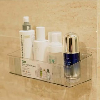 Khay dán tường nhà tắm nhựa trong suốt kiểu nhật,Kệ treo tường nhà tắm nhà bếp