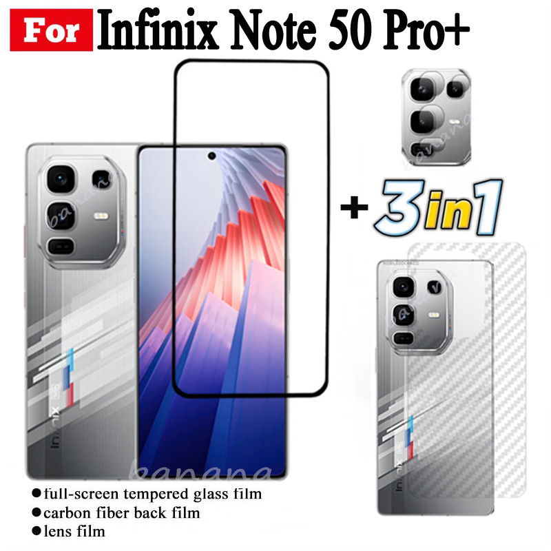 3 TRONG 1 Infinix Note 50 Pro + Phim Kính Cường Lực Cho Infinix Note 50Pro Note 50 Note 40 Note 30 Full Cover Kính Bảo Vệ Màn Hình + Phim Ống Kính Máy Ảnh + Phim Mặt Sau