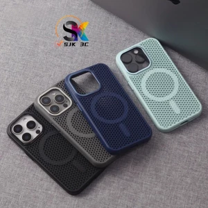 Ốp làm mát từ tính chống sốc mới cho iPhone 11 12 13 14 15 16 Pro Max plus 16E vỏ 【 Tản nhiệt lỗ thông hơi 】【 Ốp lưng chống rơi 】 Vỏ sạc tương thích nam châm mạnh
