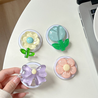 Giá đỡ điện thoại từ tính tròn màu trơn hoa 3d cho IPhone 16 15 14 13 12 Pro Max 14 Plus có thể gập lại Pop Ring Grip Giá đỡ để bàn co giãn P2