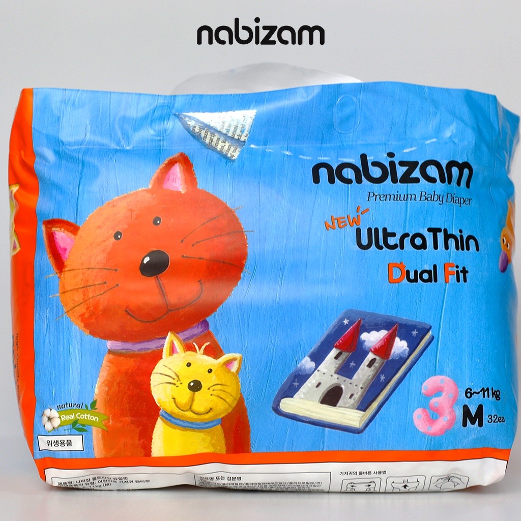 Ảnh Tã/Bỉm Dán NABIZAM Cao Cấp Mỏng Nhẹ, Khô Thoáng Chống Tràn Phù Hợp Dùng Ban Ngày, Đủ Size Từ 4-15kg, 32-50 Miếng/Bịch 4
